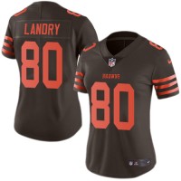 Nike Cleveland Browns #80 Jarvis Landry Brown Women's Stitched NFL Limited Rush Jersey