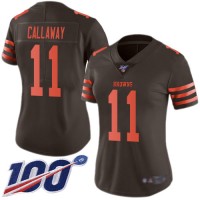 Nike Cleveland Browns #11 Antonio Callaway Brown Women's Stitched NFL Limited Rush 100th Season Jersey