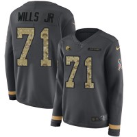 Nike Cleveland Browns #71 Jedrick Wills JR Anthracite Salute to Service Women's Stitched NFL Limited Therma Long Sleeve Jersey