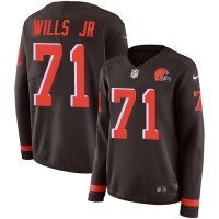 Nike Cleveland Browns #71 Jedrick Wills JR Brown Team Color Women's Stitched NFL Limited Therma Long Sleeve Jersey