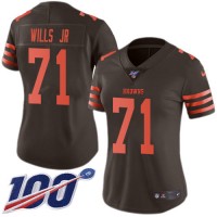 Nike Cleveland Browns #71 Jedrick Wills JR Brown Women's Stitched NFL Limited Rush 100th Season Jersey
