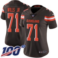 Nike Cleveland Browns #71 Jedrick Wills JR Brown Team Color Women's Stitched NFL 100th Season Vapor Untouchable Limited Jersey