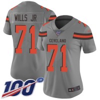 Nike Cleveland Browns #71 Jedrick Wills JR Gray Women's Stitched NFL Limited Inverted Legend 100th Season Jersey