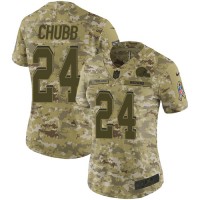 Nike Cleveland Browns #24 Nick Chubb Camo Women's Stitched NFL Limited 2018 Salute to Service Jersey