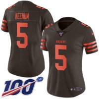 Nike Cleveland Browns #5 Case Keenum Brown Women's Stitched NFL Limited Rush 100th Season Jersey