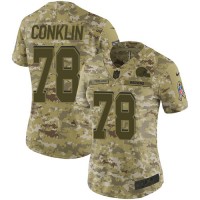 Nike Cleveland Browns #78 Jack Conklin Camo Women's Stitched NFL Limited 2018 Salute To Service Jersey