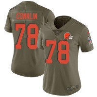 Nike Cleveland Browns #78 Jack Conklin Olive Women's Stitched NFL Limited 2017 Salute To Service Jersey