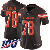 Nike Cleveland Browns #78 Jack Conklin Brown Team Color Women's Stitched NFL 100th Season Vapor Untouchable Limited Jersey