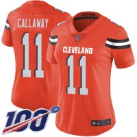 Nike Cleveland Browns #11 Antonio Callaway Orange Alternate Women's Stitched NFL 100th Season Vapor Limited Jersey