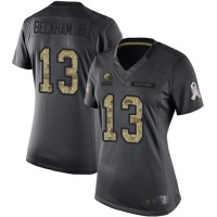 Nike Cleveland Browns #13 Odell Beckham Jr Black Women's Stitched NFL Limited 2016 Salute to Service Jersey