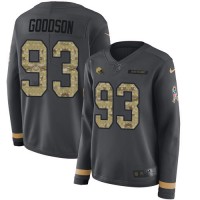 Nike Cleveland Browns #93 B.J. Goodson Anthracite Salute to Service Women's Stitched NFL Limited Therma Long Sleeve Jersey