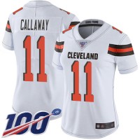 Nike Cleveland Browns #11 Antonio Callaway White Women's Stitched NFL 100th Season Vapor Limited Jersey