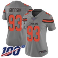 Nike Cleveland Browns #93 B.J. Goodson Gray Women's Stitched NFL Limited Inverted Legend 100th Season Jersey