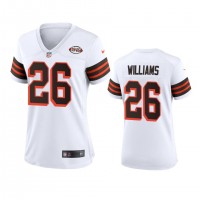 Women Cleveland Browns #26 Greedy Williams Nike 1946 Collection Alternate Game Limited NFL Jersey - White