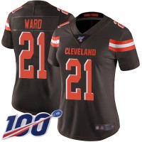 Nike Cleveland Browns #21 Denzel Ward Brown Team Color Women's Stitched NFL 100th Season Vapor Limited Jersey