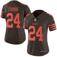 Nike Cleveland Browns #24 Nick Chubb Brown Women's Stitched NFL Limited Rush Jersey