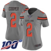 Nike Cleveland Browns #2 Amari Cooper Gray Women's Stitched NFL Limited Inverted Legend 100th Season Jersey