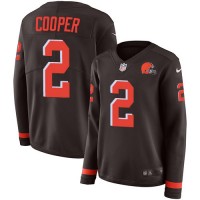 Nike Cleveland Browns #2 Amari Cooper Brown Team Color Women's Stitched NFL Limited Therma Long Sleeve Jersey