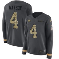 Nike Cleveland Browns #4 Deshaun Watson Anthracite Salute to Service Women's Stitched NFL Limited Therma Long Sleeve Jersey