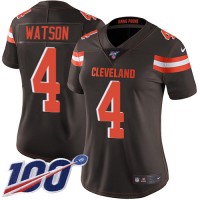 Nike Cleveland Browns #4 Deshaun Watson Brown Team Color Women's Stitched NFL 100th Season Vapor Untouchable Limited Jersey