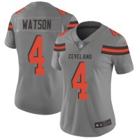 Nike Cleveland Browns #4 Deshaun Watson Gray Women's Stitched NFL Limited Inverted Legend Jersey