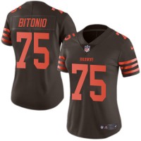 Nike Cleveland Browns #75 Joel Bitonio Brown Women's Stitched NFL Limited Rush Jersey