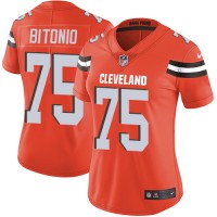 Nike Cleveland Browns #75 Joel Bitonio Orange Alternate Women's Stitched NFL Vapor Untouchable Limited Jersey