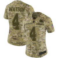 Nike Cleveland Browns #4 Deshaun Watson Camo Women's Stitched NFL Limited 2018 Salute To Service Jersey