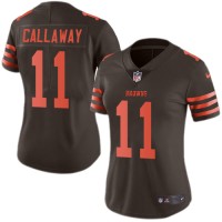 Nike Cleveland Browns #11 Antonio Callaway Brown Women's Stitched NFL Limited Rush Jersey