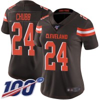 Nike Cleveland Browns #24 Nick Chubb Brown Team Color Women's Stitched NFL 100th Season Vapor Limited Jersey