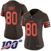 Nike Cleveland Browns #80 Jarvis Landry Brown Women's Stitched NFL Limited Rush 100th Season Jersey