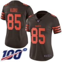 Nike Cleveland Browns #85 David Njoku Brown Women's Stitched NFL Limited Rush 100th Season Jersey