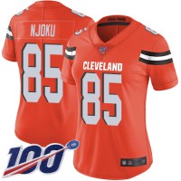 Nike Cleveland Browns #85 David Njoku Orange Alternate Women's Stitched NFL 100th Season Vapor Limited Jersey