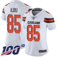 Nike Cleveland Browns #85 David Njoku White Women's Stitched NFL 100th Season Vapor Limited Jersey