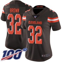 Nike Cleveland Browns #32 Jim Brown Brown Team Color Women's Stitched NFL 100th Season Vapor Limited Jersey