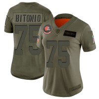 Nike Cleveland Browns #75 Joel Bitonio Camo Women's Stitched NFL Limited 2019 Salute to Service Jersey