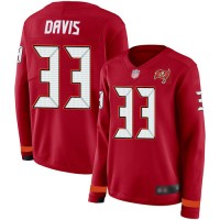 Nike Tampa Bay Buccaneers #33 Carlton Davis III Red Team Color Women's Stitched NFL Limited Therma Long Sleeve Jersey