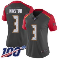Nike Tampa Bay Buccaneers #3 Jameis Winston Gray Women's Stitched NFL Limited Inverted Legend 100th Season Jersey