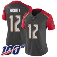 Nike Tampa Bay Buccaneers #12 Tom Brady Gray Women's Stitched NFL Limited Inverted Legend 100th Season Jersey