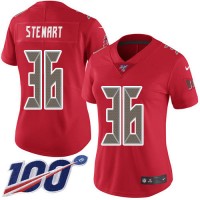 Nike Tampa Bay Buccaneers #36 M.J. Stewart Red Women's Stitched NFL Limited Rush 100th Season Jersey