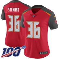 Nike Tampa Bay Buccaneers #36 M.J. Stewart Red Team Color Women's Stitched NFL 100th Season Vapor Untouchable Limited Jersey