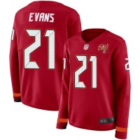 Nike Tampa Bay Buccaneers #21 Justin Evans Red Team Color Women's Stitched NFL Limited Therma Long Sleeve Jersey