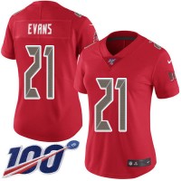 Nike Tampa Bay Buccaneers #21 Justin Evans Red Women's Stitched NFL Limited Rush 100th Season Jersey