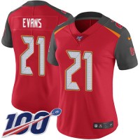 Nike Tampa Bay Buccaneers #21 Justin Evans Red Team Color Women's Stitched NFL 100th Season Vapor Untouchable Limited Jersey