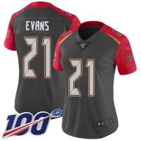 Nike Tampa Bay Buccaneers #21 Justin Evans Gray Women's Stitched NFL Limited Inverted Legend 100th Season Jersey