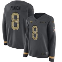 Nike Tampa Bay Buccaneers #8 Bradley Pinion Anthracite Salute to Service Women's Stitched NFL Limited Therma Long Sleeve Jersey