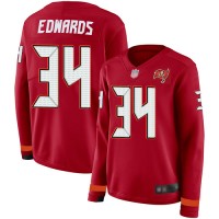 Nike Tampa Bay Buccaneers #34 Mike Edwards Red Team Color Women's Stitched NFL Limited Therma Long Sleeve Jersey