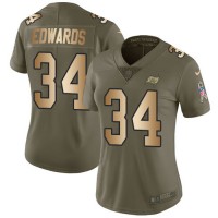 Nike Tampa Bay Buccaneers #34 Mike Edwards Olive/Gold Women's Stitched NFL Limited 2017 Salute To Service Jersey