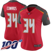 Nike Tampa Bay Buccaneers #34 Mike Edwards Red Team Color Women's Stitched NFL 100th Season Vapor Untouchable Limited Jersey
