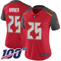 Nike Tampa Bay Buccaneers #25 Peyton Barber Red Team Color Women's Stitched NFL 100th Season Vapor Limited Jersey